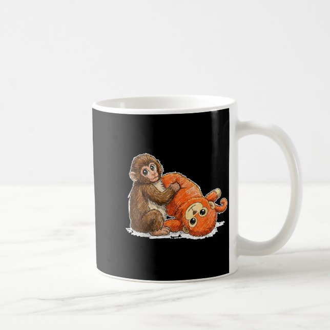 Baby monkey punch cute meme graphic tee  coffee mug (Right)