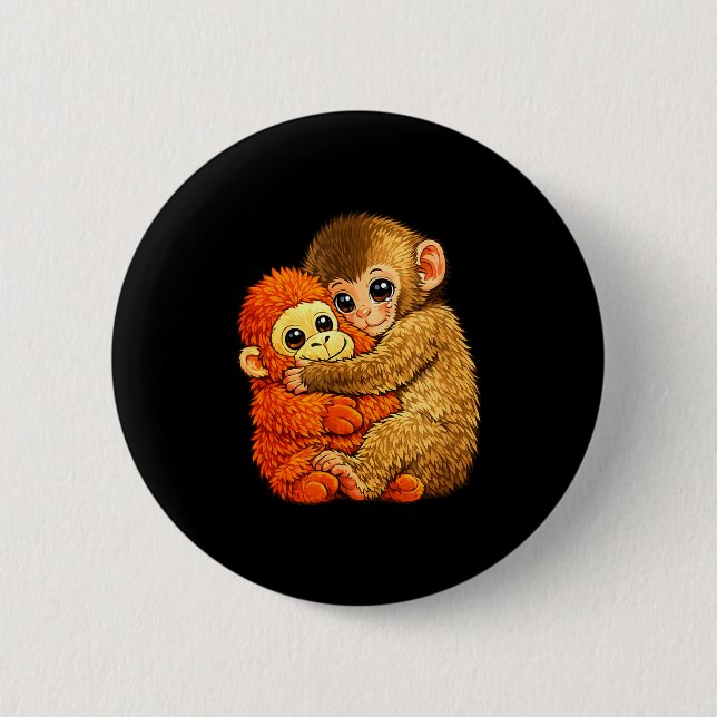 Baby monkey punch - funny monkey plush toy meme  button (Front)