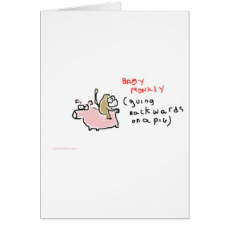 Baby Monkey (riding backwards on a pig) Cards