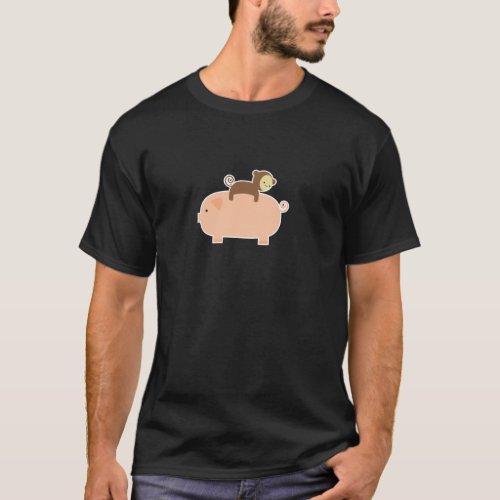 Baby Monkey Riding on a Pig T_Shirt