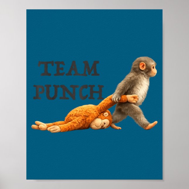 Baby monkey team punch funny monkey meme  poster (Front)