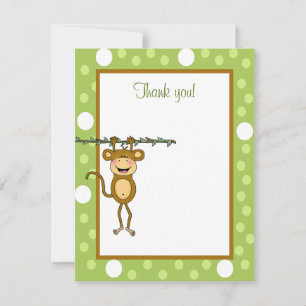 Baby Monkey Theme Flat Card Thank you note