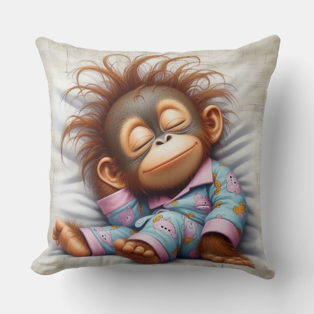 Baby monkey throw pillow (Front)