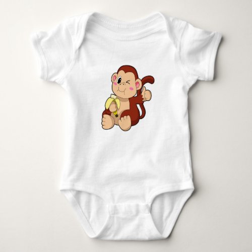 Baby Monkey with Banana Baby Bodysuit