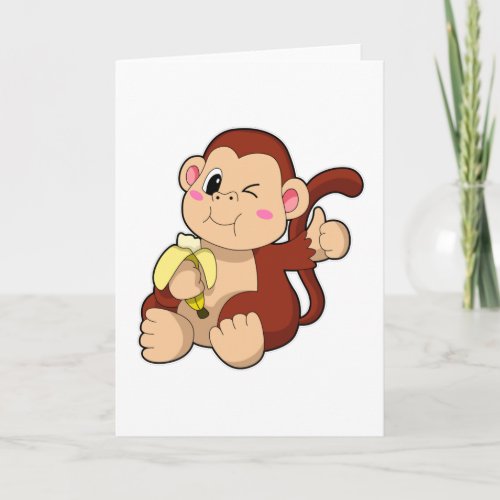 Baby Monkey with Banana Card
