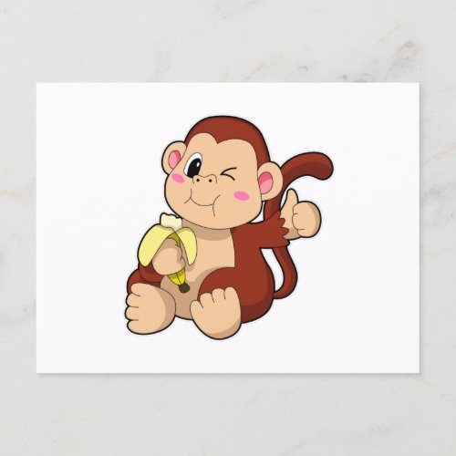 Baby Monkey with Banana Postcard