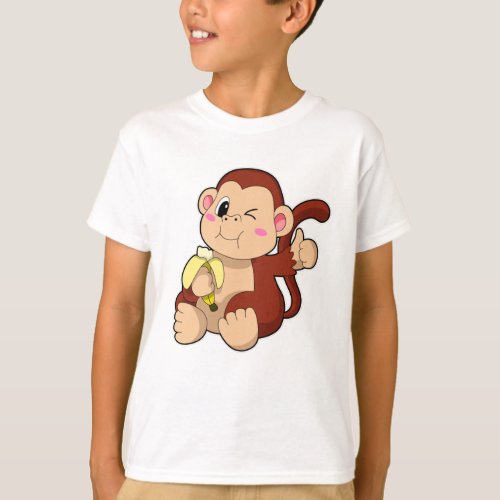 Baby Monkey with Banana T_Shirt