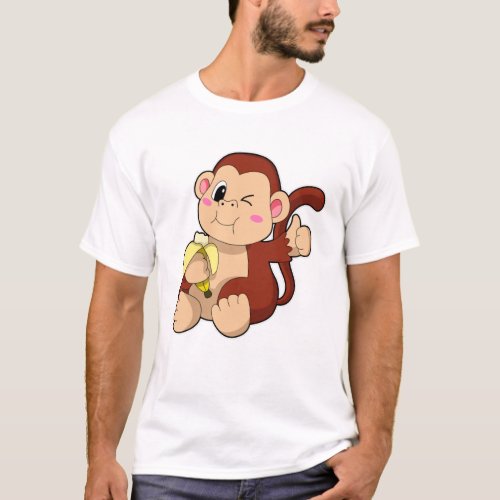Baby Monkey with Banana T_Shirt