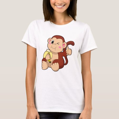 Baby Monkey with Banana T_Shirt