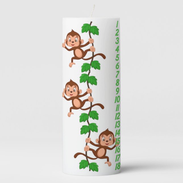 Baby Monkeys Countdown Birthday Candle (Front)