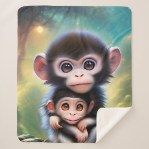 Baby Monkeys Sherpa Blanket