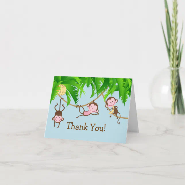 Baby Monkeys Thank You Note Card | Zazzle