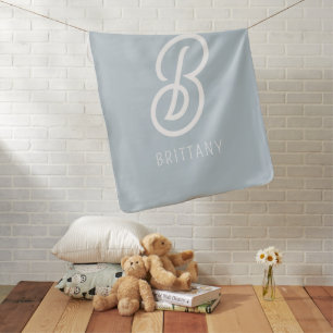 Baby Monogram Light Blue Modern Personalized Blanket
