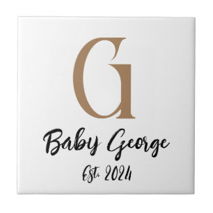 Baby monogram name minimal simple  ceramic tile