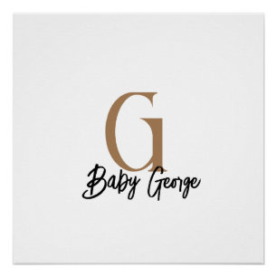 baby monogram unisex gift name personalize minimal poster