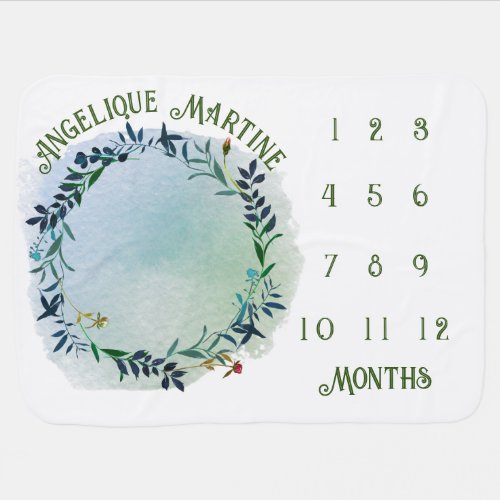 Baby Month Milestone Forest Meadow Wreath Baby Blanket