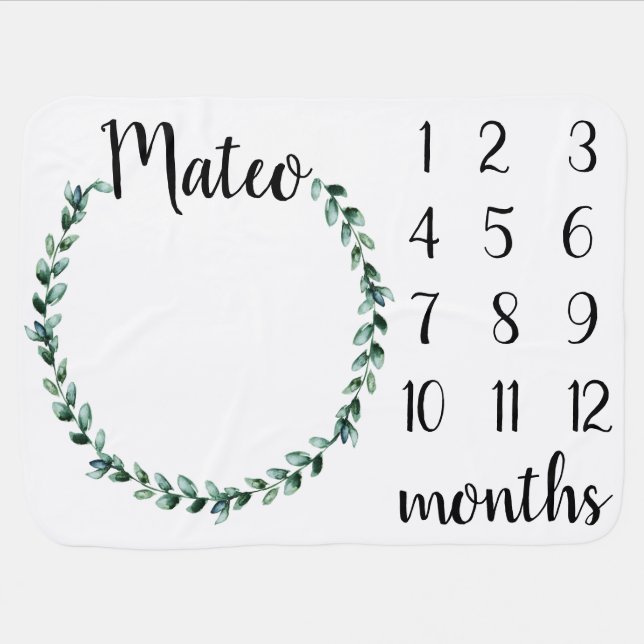 Baby Monthly Milestone Blanket, Natural Blanket (Horizontal)