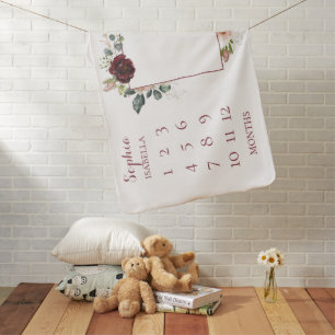 Baby Months Blush Floral Monogrammed Baby Blanket