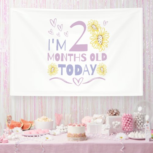 Baby months celebration floral design banner