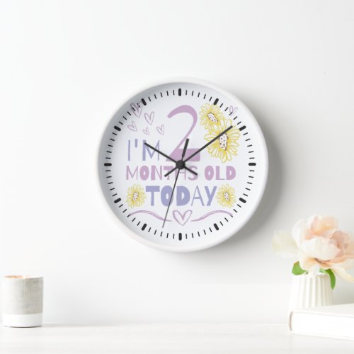 Baby months celebration floral design clock