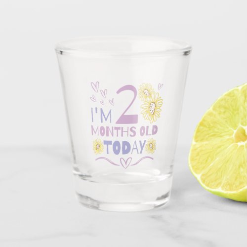 Baby months celebration floral design shot glass