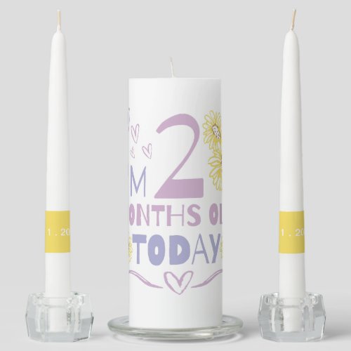 Baby months celebration floral design unity candle set