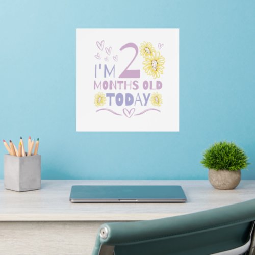 Baby months celebration floral design wall decal 