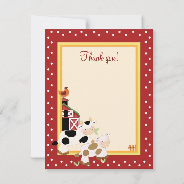 BABY MOO COW (Red) 4x5 Flat Thank you note Invitation (Front)