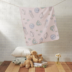 Baby Moon Shooting Star Planet Rainbow Cute Pastel Blanket