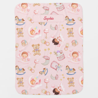 Baby Moon Star Bear Toys Themed Personalized Blanket