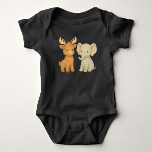 Baby Moose and Baby Elephant  Baby Bodysuit