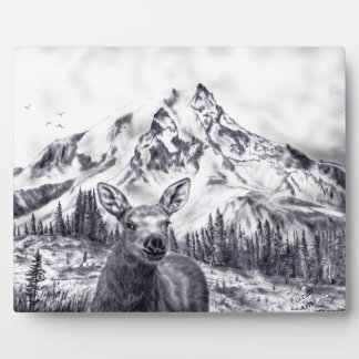 Baby Moose and Mountains Plaque