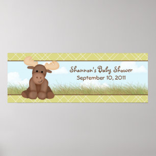 Baby Moose Baby Shower Banner Poster