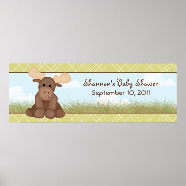 Baby Moose Baby Shower Banner Poster (Front)