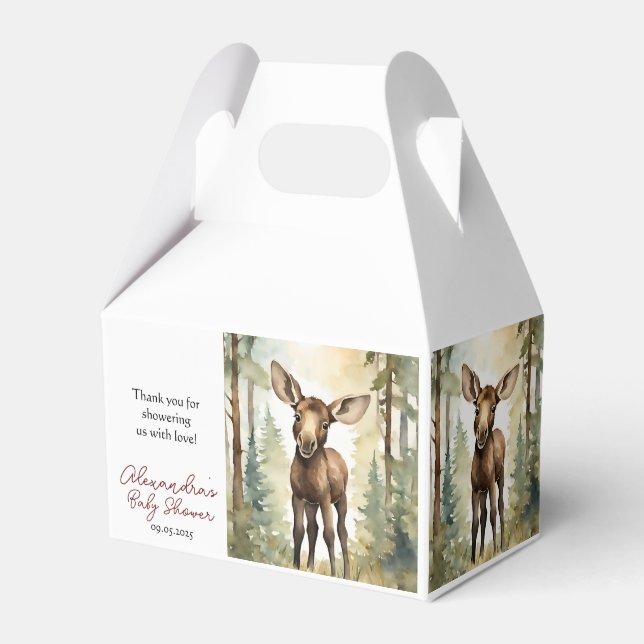 Baby Moose Baby Shower Gender Neutral  Favor Boxes (Front Side)