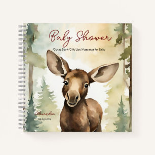 Baby Moose Baby Shower Guest Gift List  Notebook