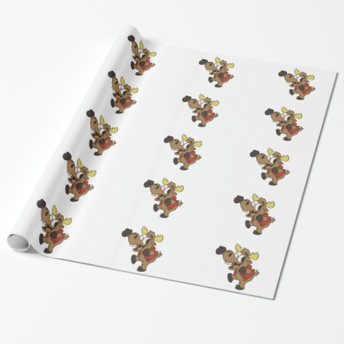 Baby Moose Cartoon Wrapping Paper