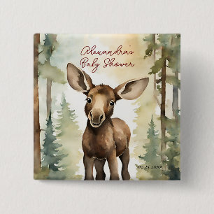 Baby Moose Gender Neutral Baby Shower Button