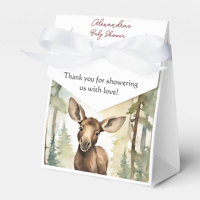 Baby Moose Gender Neutral Baby Shower Favor Boxes (Front Side)