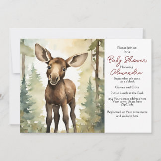 Baby Moose Gender Neutral Baby Shower Invitation