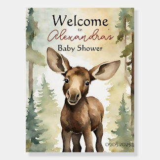 Baby Moose Gender Neutral Baby Shower Welcome Foam Board