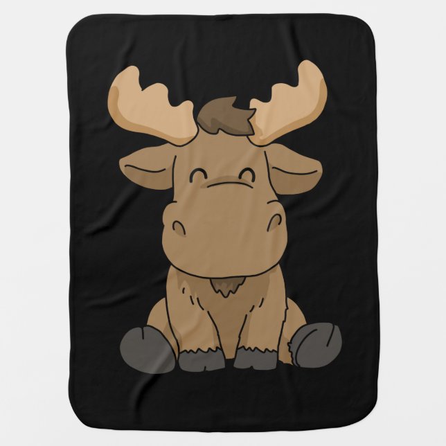 Baby Moose Gift Women Moose Gift Men Moose Baby Blanket (Front)