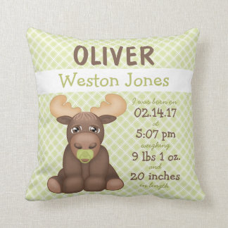 Baby Moose Nursery Keepsake Throw Pillow
