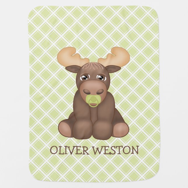 Baby Moose Personalized Blanket (Front)