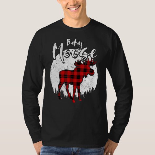 Baby Moose Red Plaid Buffalo Matching Family Pajam T_Shirt