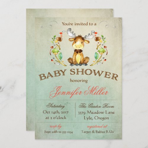 Baby Moose Shower Invitation