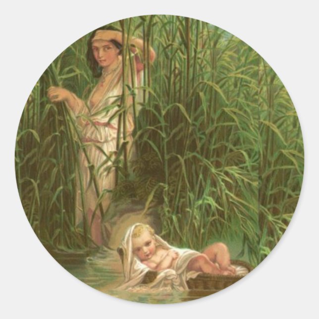 Baby Moses And The River Nile Classic Round Sticker (Front)
