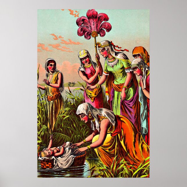 Baby Moses at the river poster (Front)