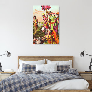 Baby Moses at the river Wrapped Canvas Print