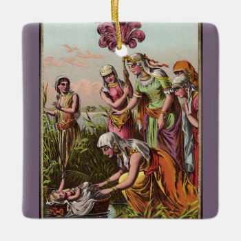 Baby Moses In A Basket Ceramic Ornament by justcrosses at Zazzle